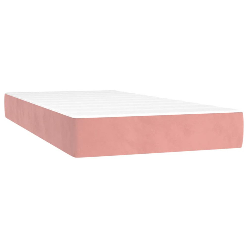 Produktbild för Ramsäng med madrass rosa 90x190 cm sammet