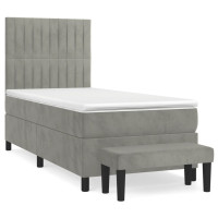 Produktbild för Ramsäng med madrass ljusgrå 90x200 cm sammet