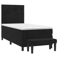 Produktbild för Ramsäng med madrass svart 90x200 cm sammet