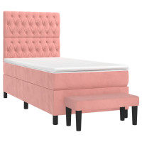 Produktbild för Ramsäng med madrass rosa 80x200 cm sammet