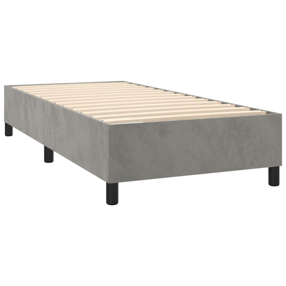 Produktbild för Ramsäng med madrass ljusgrå 90x190 cm sammet