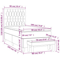 Produktbild för Ramsäng med madrass ljusgrå 90x190 cm sammet