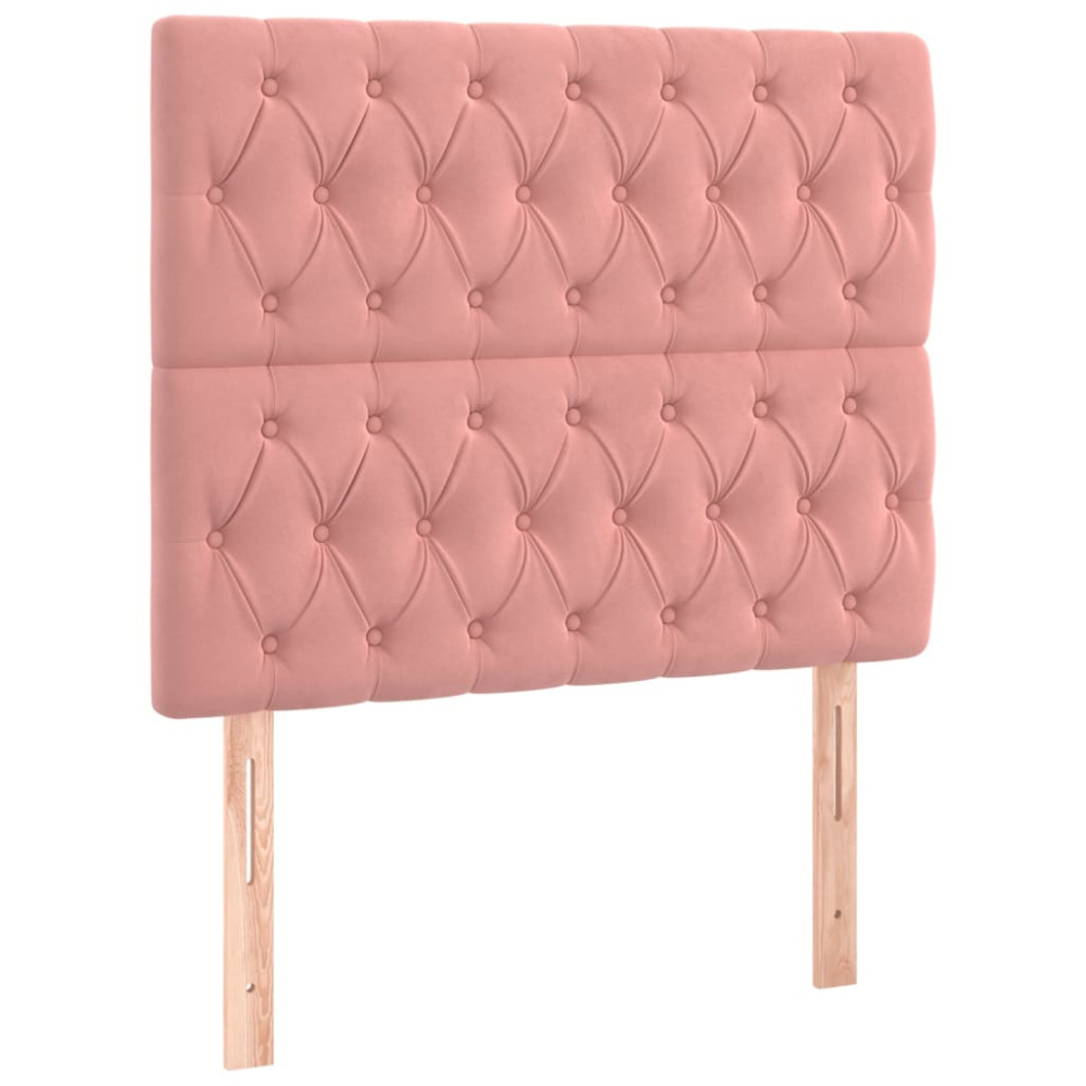 Produktbild för Ramsäng med madrass rosa 90x190 cm sammet