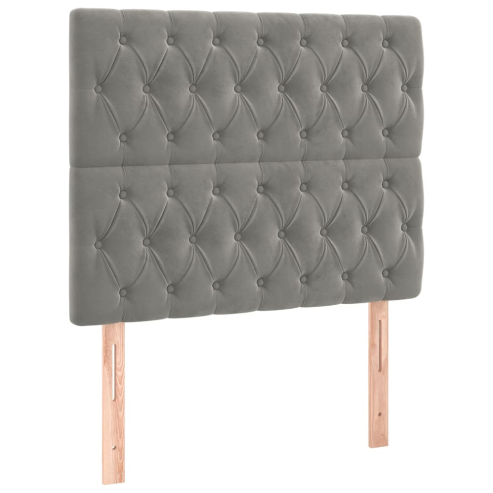 Produktbild för Ramsäng med madrass ljusgrå 90x200 cm sammet