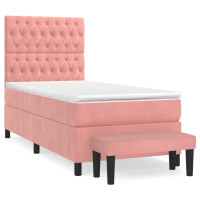 Produktbild för Ramsäng med madrass rosa 90x200 cm sammet