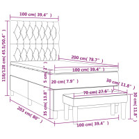 Produktbild för Ramsäng med madrass mörkgrå 100x200 cm sammet