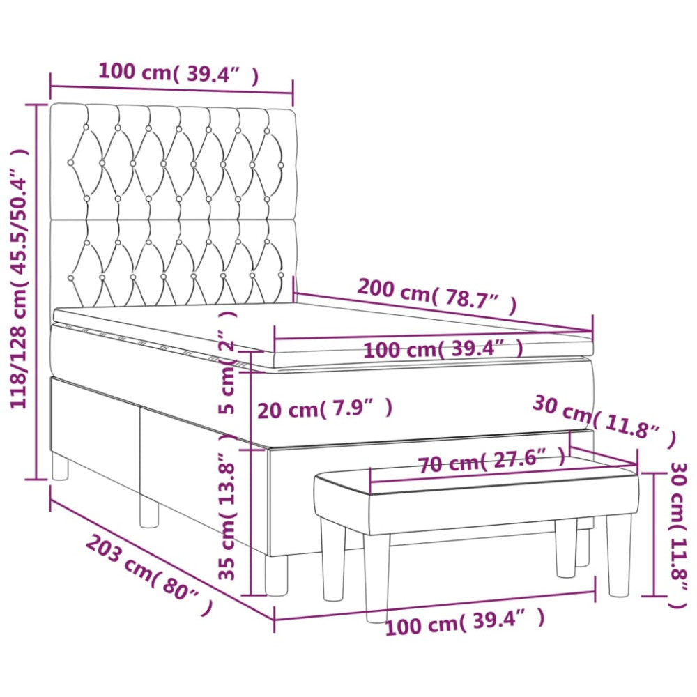 Produktbild för Ramsäng med madrass svart 100x200 cm sammet