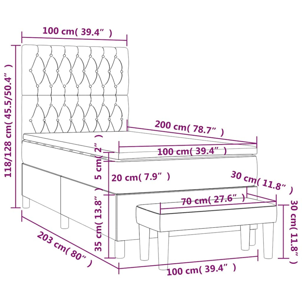 Produktbild för Ramsäng med madrass mörkblå 100x200 cm sammet
