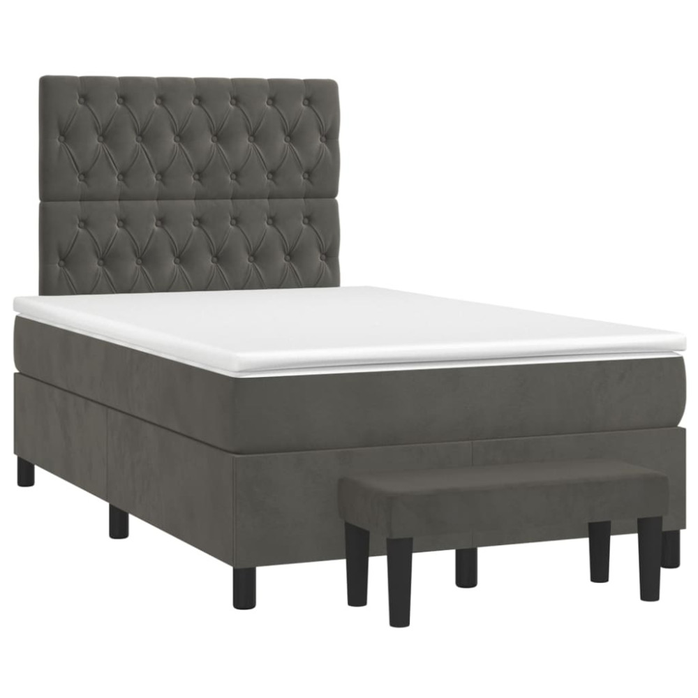 Produktbild för Ramsäng med madrass mörkgrå 120x200 cm sammet