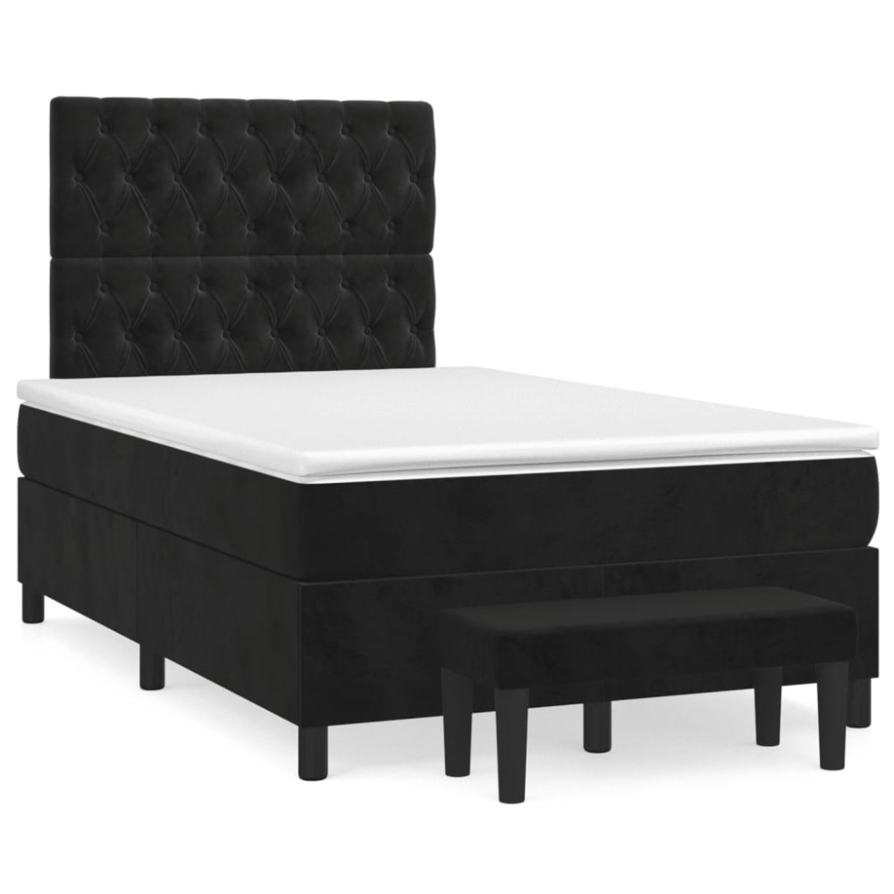 Produktbild för Ramsäng med madrass svart 120x200 cm sammet