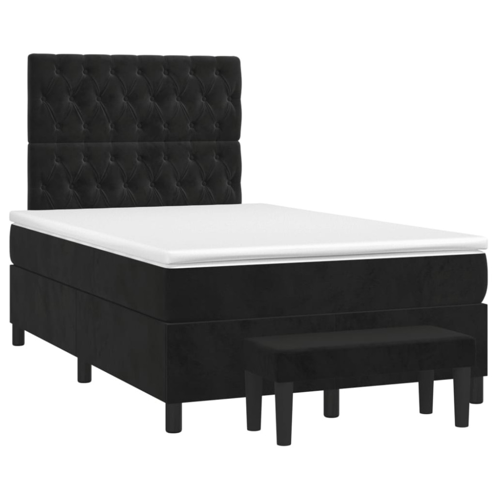 Produktbild för Ramsäng med madrass svart 120x200 cm sammet
