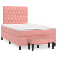 Produktbild för Ramsäng med madrass rosa 120x200 cm sammet