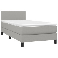 Produktbild för Ramsäng med madrass ljusgrå 80x200 cm tyg