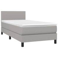 Produktbild för Ramsäng med madrass ljusgrå 90x200 cm tyg
