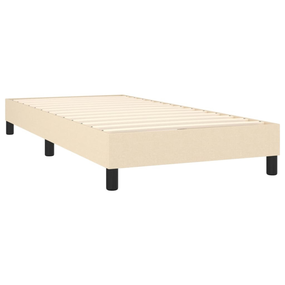 Produktbild för Ramsäng med madrass gräddvit 90x200 cm tyg