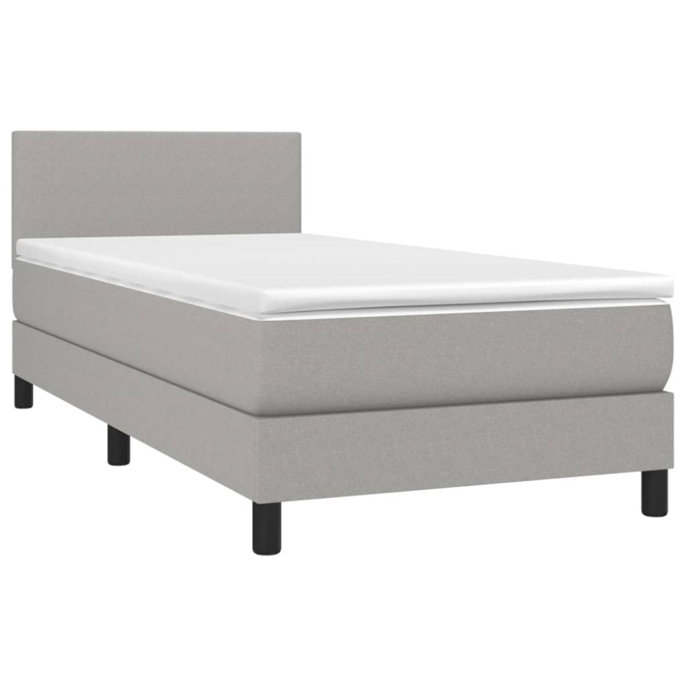 Produktbild för Ramsäng med madrass ljusgrå 100x200 cm tyg