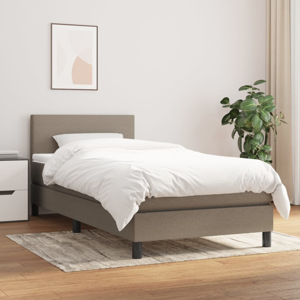 Produktbild för Ramsäng med madrass taupe 100x200 cm tyg