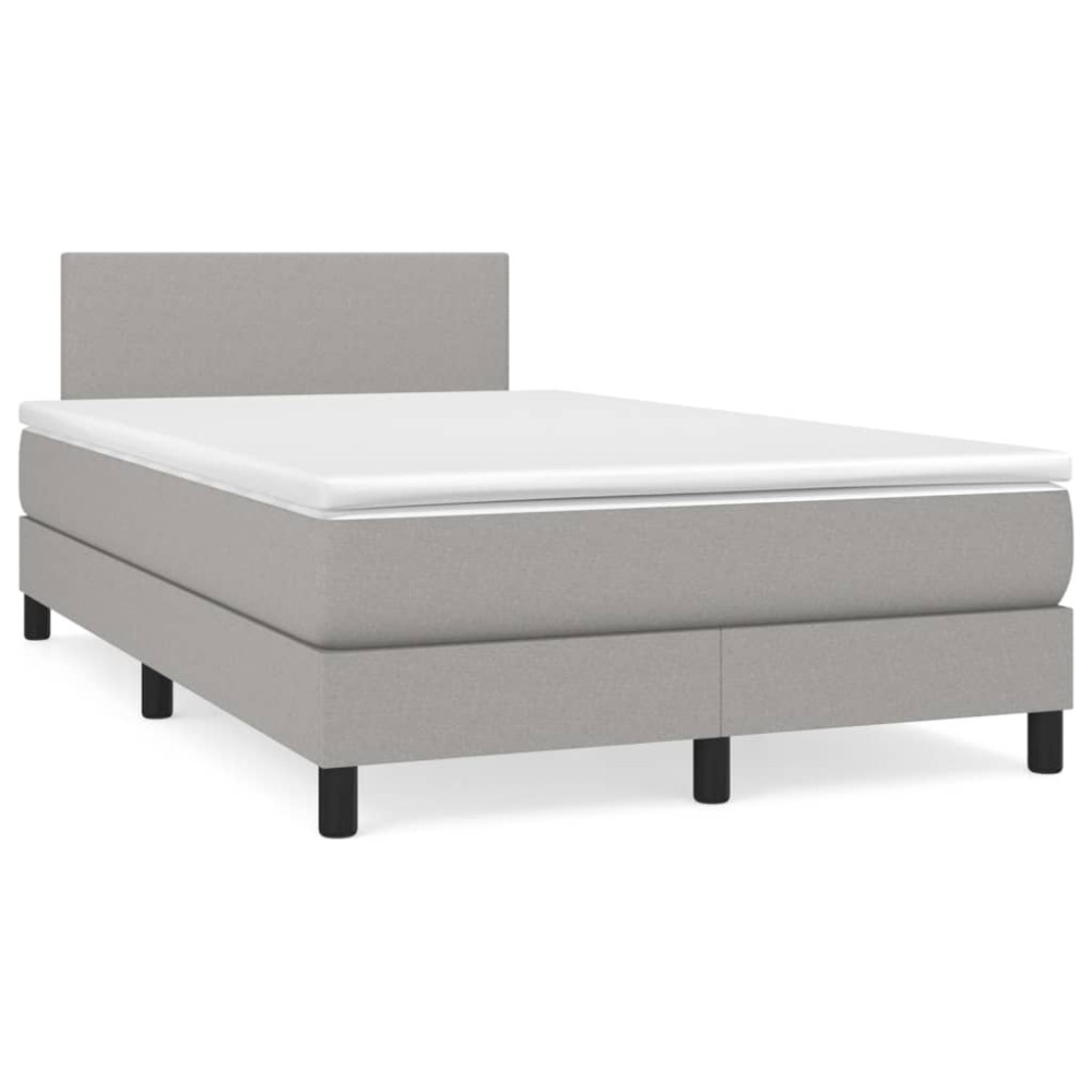Produktbild för Ramsäng med madrass ljusgrå 120x200 cm tyg