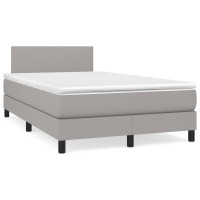 Produktbild för Ramsäng med madrass ljusgrå 120x200 cm tyg