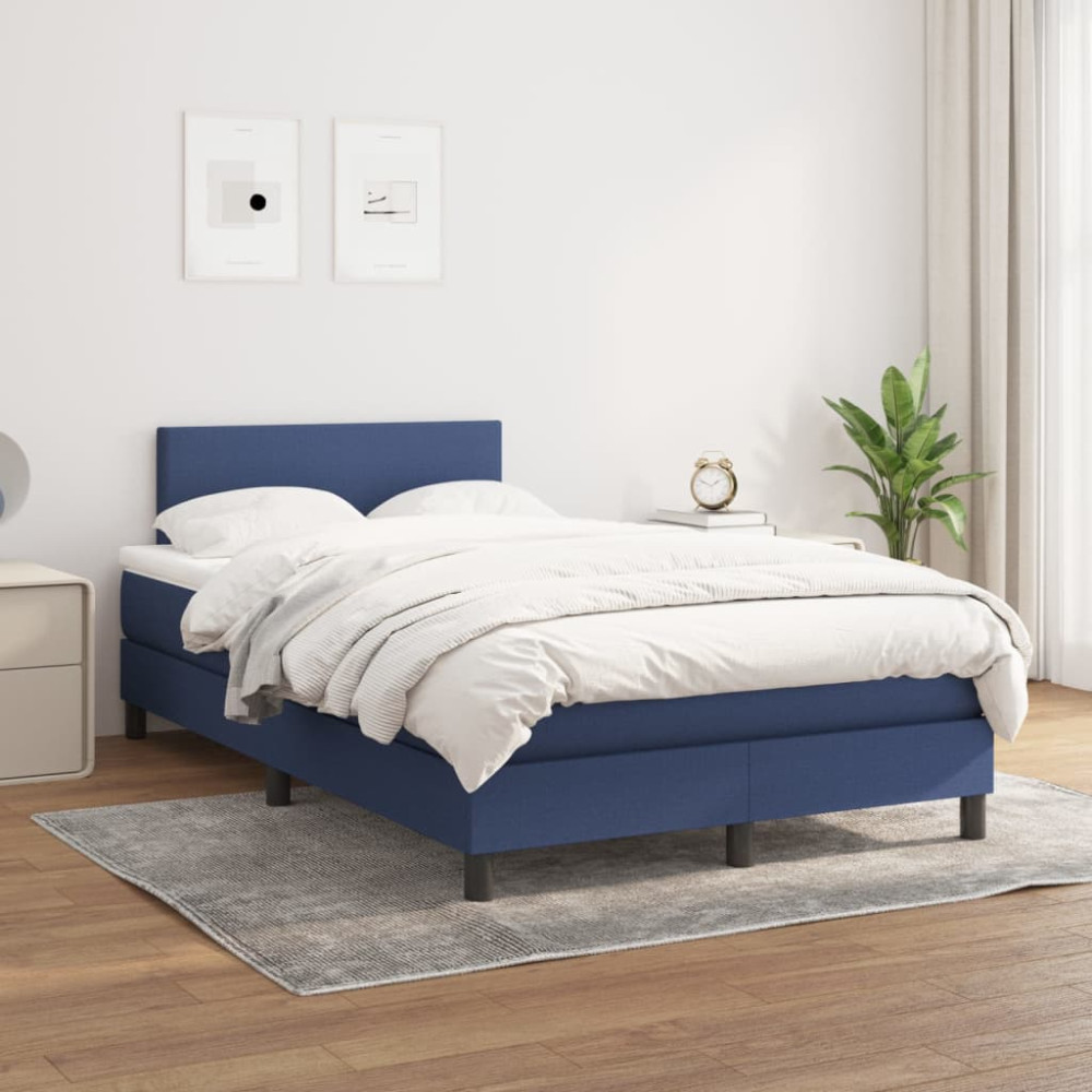 Produktbild för Ramsäng med madrass blå 120x200 cm tyg