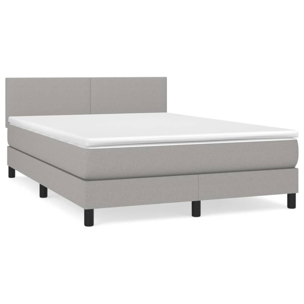 Produktbild för Ramsäng med madrass ljusgrå 140x190 cm tyg