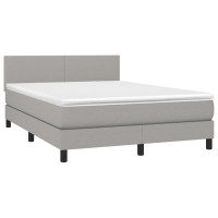 Produktbild för Ramsäng med madrass ljusgrå 140x190 cm tyg