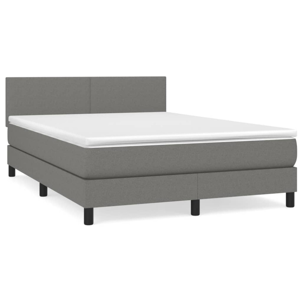 Produktbild för Ramsäng med madrass mörkgrå 140x190 cm tyg