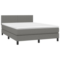 Produktbild för Ramsäng med madrass mörkgrå 140x190 cm tyg