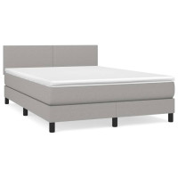 Produktbild för Ramsäng med madrass ljusgrå 140x200 cm tyg