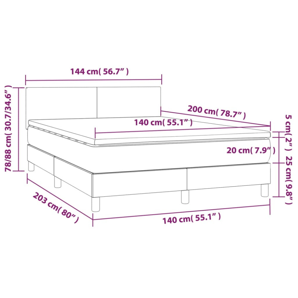 Produktbild för Ramsäng med madrass ljusgrå 140x200 cm tyg