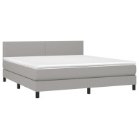Produktbild för Ramsäng med madrass ljusgrå 160x200 cm tyg