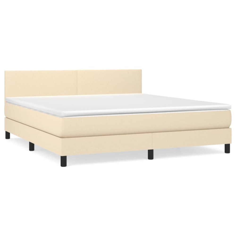 Produktbild för Ramsäng med madrass gräddvit 160x200 cm tyg