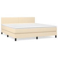 Produktbild för Ramsäng med madrass gräddvit 160x200 cm tyg