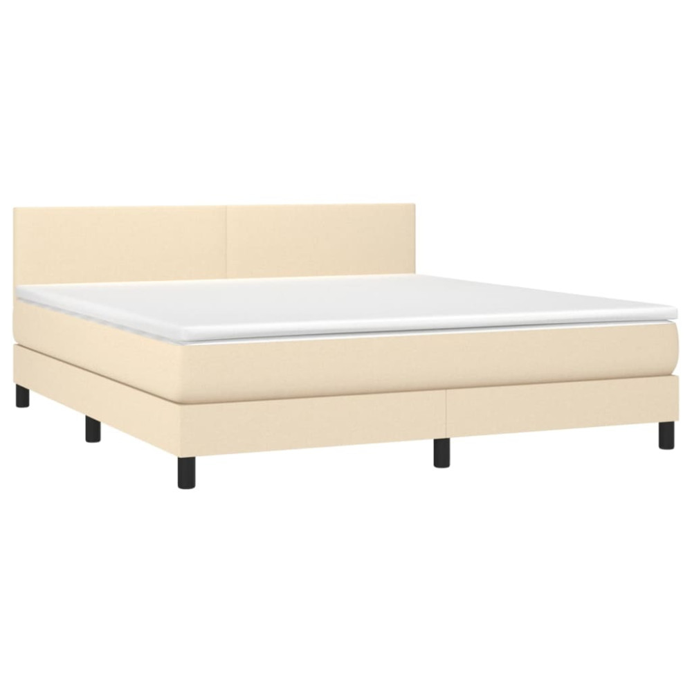 Produktbild för Ramsäng med madrass gräddvit 160x200 cm tyg
