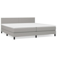 Produktbild för Ramsäng med madrass ljusgrå 200x200 cm tyg