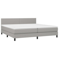 Produktbild för Ramsäng med madrass ljusgrå 200x200 cm tyg