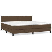 Produktbild för Ramsäng med madrass mörkbrun 200x200 cm tyg