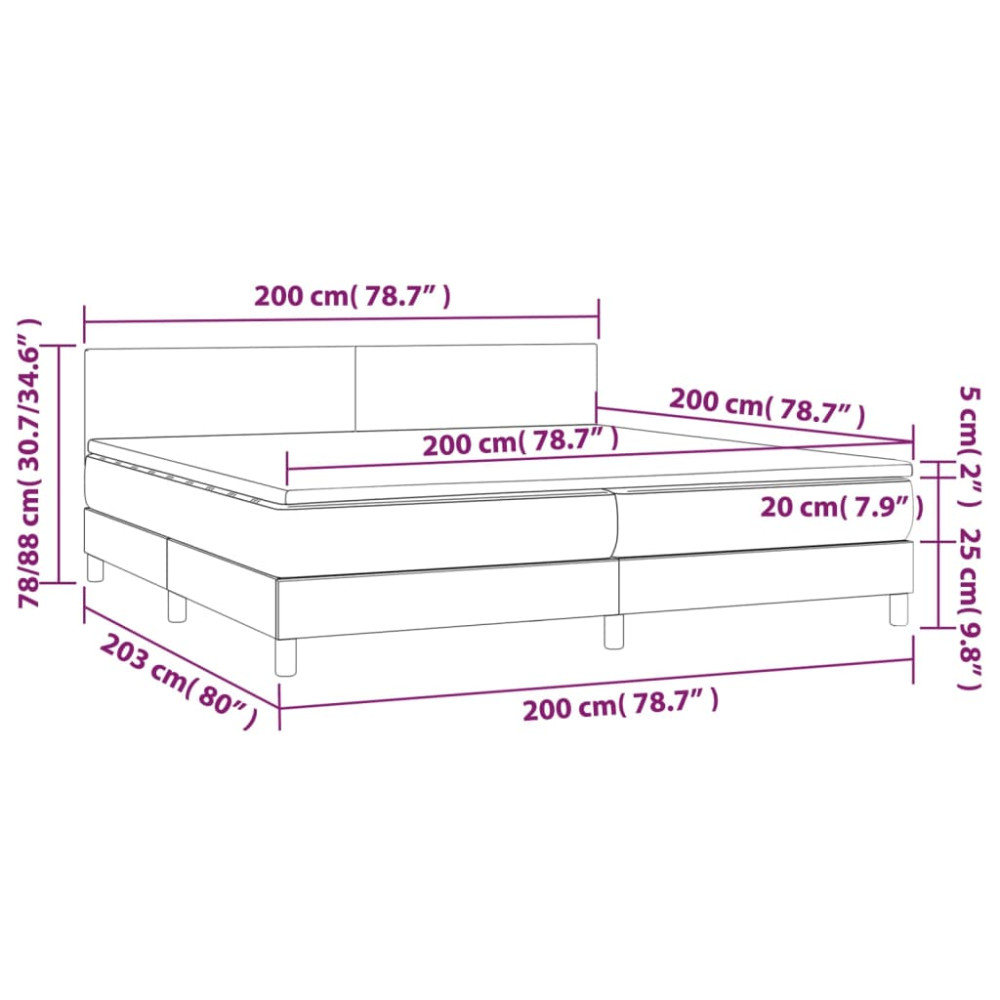 Produktbild för Ramsäng med madrass mörkbrun 200x200 cm tyg