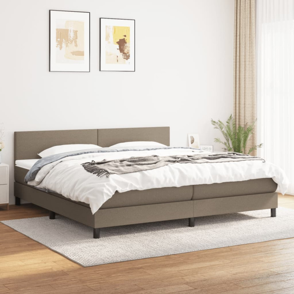 Produktbild för Ramsäng med madrass taupe 200x200 cm tyg