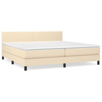 Produktbild för Ramsäng med madrass gräddvit 200x200 cm tyg