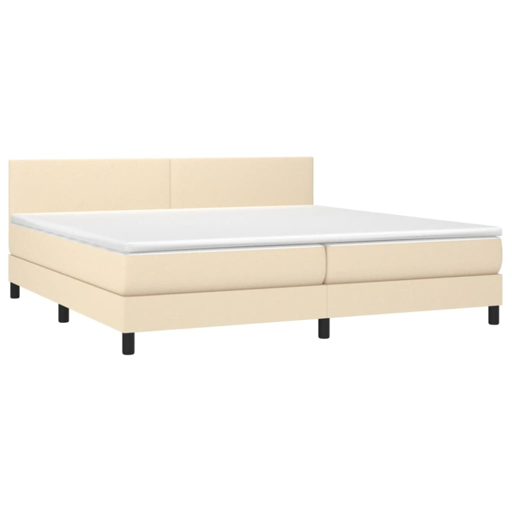 Produktbild för Ramsäng med madrass gräddvit 200x200 cm tyg