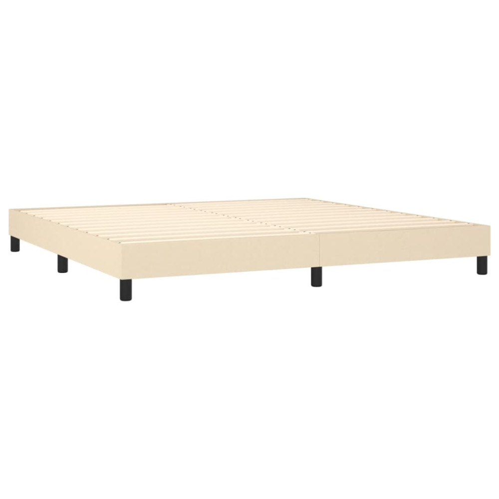 Produktbild för Ramsäng med madrass gräddvit 200x200 cm tyg
