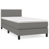 Produktbild för Ramsäng med madrass mörkgrå 80x200 cm tyg