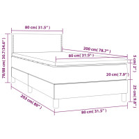 Produktbild för Ramsäng med madrass mörkgrå 80x200 cm tyg