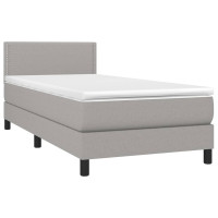 Produktbild för Ramsäng med madrass ljusgrå 90x200 cm tyg