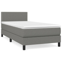Produktbild för Ramsäng med madrass mörkgrå 90x200 cm tyg