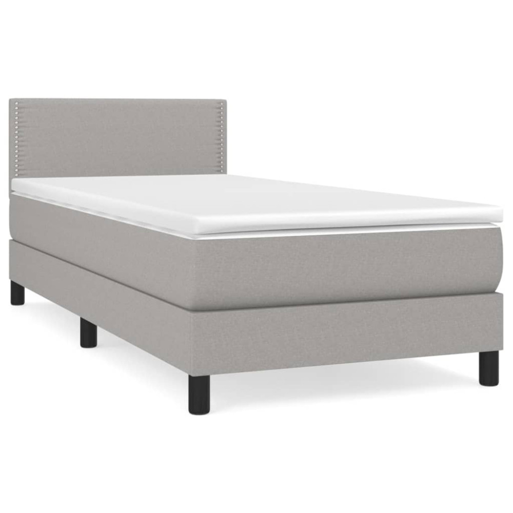 Produktbild för Ramsäng med madrass ljusgrå 100x200 cm tyg