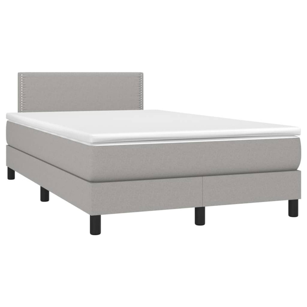Produktbild för Ramsäng med madrass ljusgrå 120x200 cm tyg