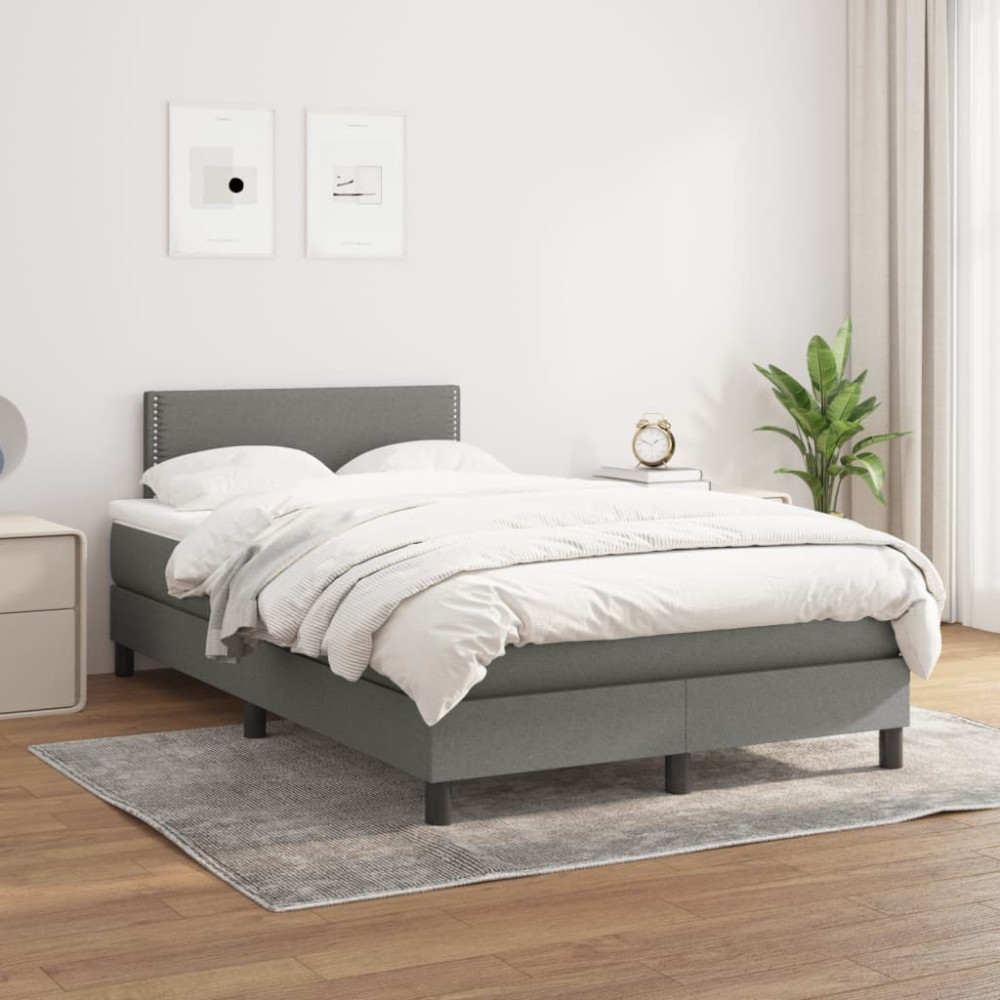 Produktbild för Ramsäng med madrass mörkgrå 120x200 cm tyg