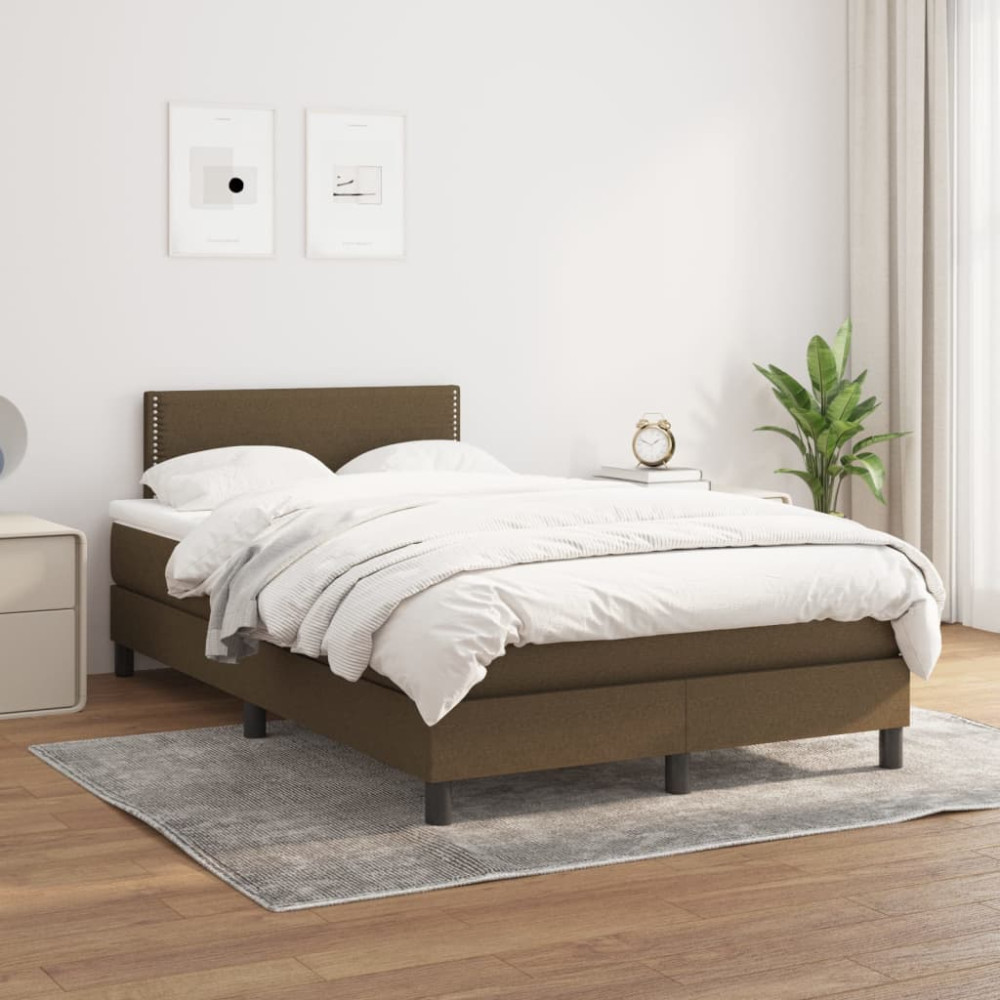 Produktbild för Ramsäng med madrass mörkbrun 120x200 cm tyg